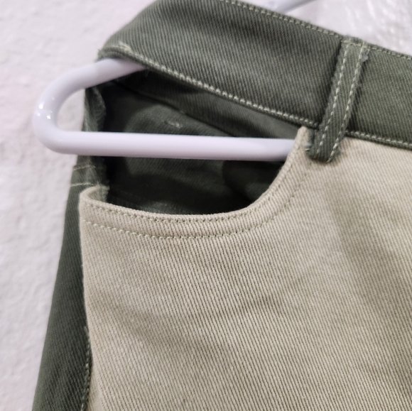 Papermoon Cream and Green Jeans With Side Cutouts - Picture 2 of 4